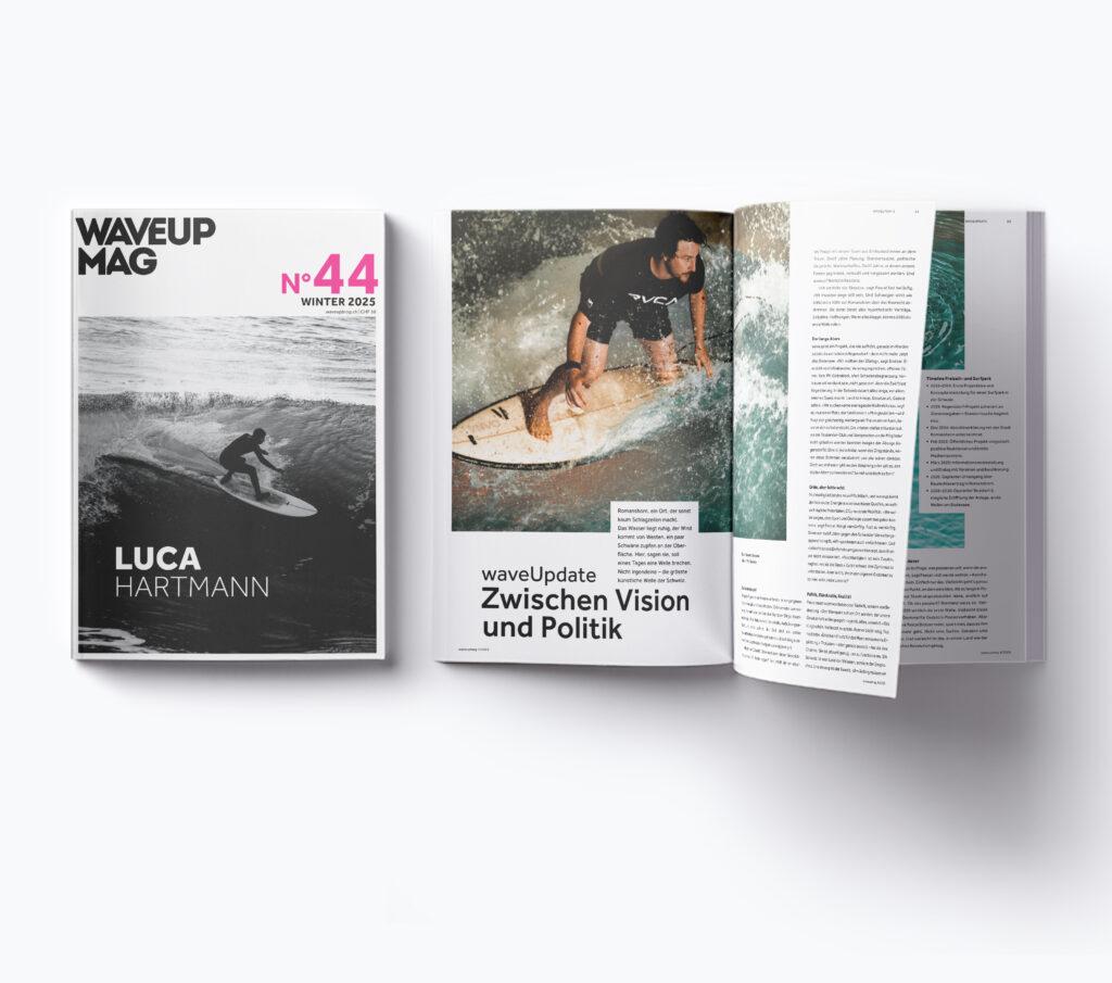 WaveupMag Cover Nummer 44 und eine Inhaltsseite